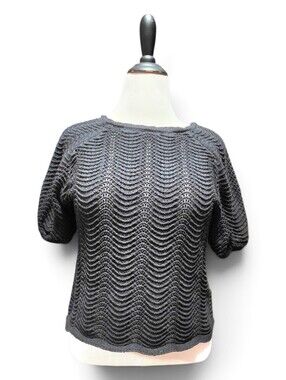 Philosophy Women's Puff Sleveve Pointelle Sweater - Size L